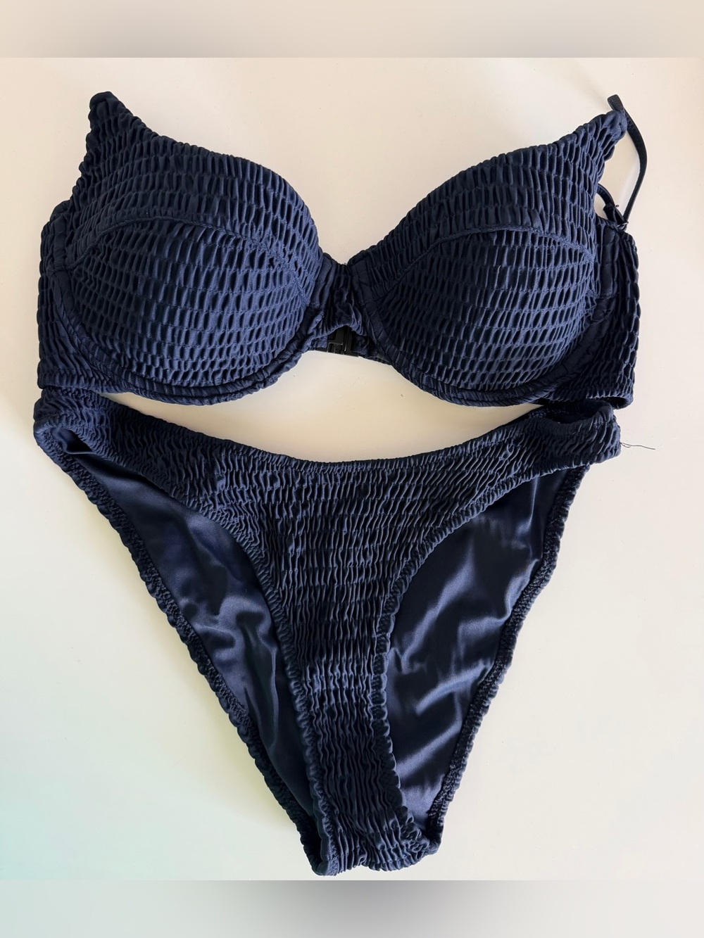 Triangl Navy Smocked Bikini